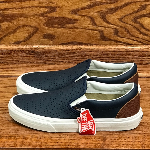 Vans Other - Vans Classic Slip On Leather Dress Blue Brown